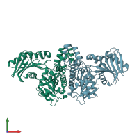 PDB entry 4h0o coloured by chain, front view.