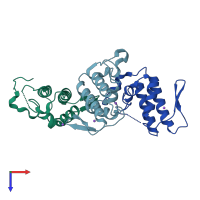 PDB entry 4h0s coloured by chain, top view.