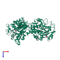 PDB entry 4h0w coloured by chain, top view.