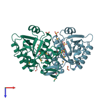PDB entry 4h17 coloured by chain, top view.