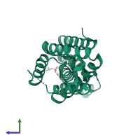 Rhomboid protease GlpG in PDB entry 4h1d, assembly 1, side view.