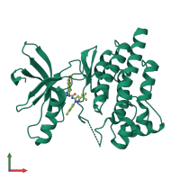 Monomeric assembly 1 of PDB entry 4h1j coloured by chemically distinct molecules, front view.