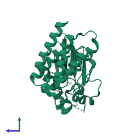 PDB entry 4h1j coloured by chain, side view.