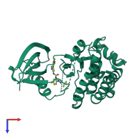 PDB entry 4h1j coloured by chain, top view.