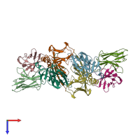 PDB entry 4h1l coloured by chain, top view.