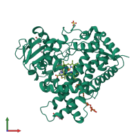 PDB entry 4h1n coloured by chain, front view.