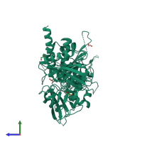 PDB entry 4h1o coloured by chain, side view.