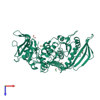 PDB entry 4h1o coloured by chain, top view.