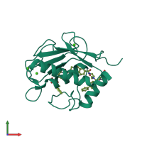 Monomeric assembly 2 of PDB entry 4h1q coloured by chemically distinct molecules, front view.