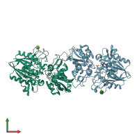 PDB entry 4h1s coloured by chain, front view.