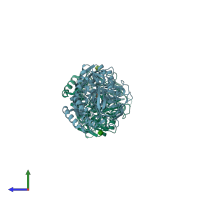 PDB entry 4h1s coloured by chain, side view.