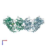 PDB entry 4h1s coloured by chain, top view.