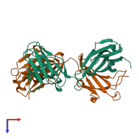 PDB entry 4h20 coloured by chain, top view.