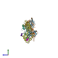 PDB entry 4h25 coloured by chain, side view.