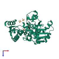 PDB entry 4h27 coloured by chain, top view.