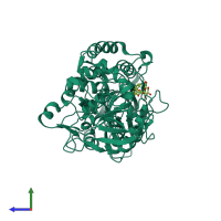 PDB entry 4h2b coloured by chain, side view.