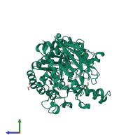PDB entry 4h2c coloured by chain, side view.