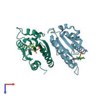 PDB entry 4h2d coloured by chain, top view.