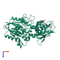 PDB entry 4h2f coloured by chain, top view.