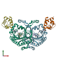 PDB entry 4h2w coloured by chain, front view.