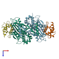 PDB entry 4h2w coloured by chain, top view.
