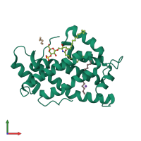 PDB entry 4h2z coloured by chain, front view.