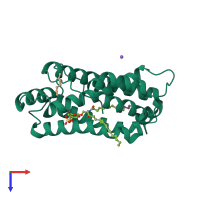PDB entry 4h2z coloured by chain, top view.