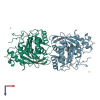 PDB entry 4h35 coloured by chain, top view.