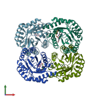 PDB entry 4h3d coloured by chain, front view.