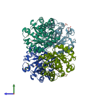 PDB entry 4h3d coloured by chain, side view.