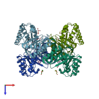 PDB entry 4h3d coloured by chain, top view.