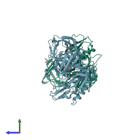 PDB entry 4h3f coloured by chain, side view.