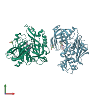 PDB entry 4h3g coloured by chain, front view.