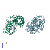 PDB entry 4h3g coloured by chain, top view.