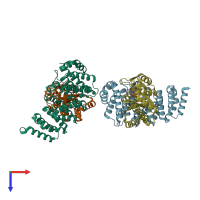 PDB entry 4h3h coloured by chain, top view.