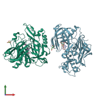 PDB entry 4h3i coloured by chain, front view.