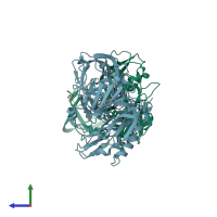 PDB entry 4h3i coloured by chain, side view.