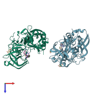 PDB entry 4h3i coloured by chain, top view.