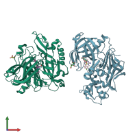 PDB entry 4h3j coloured by chain, front view.