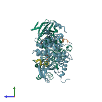 PDB entry 4h3p coloured by chain, side view.