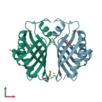 PDB 4h3u coloured by chain and viewed from the front.