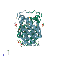 PDB entry 4h3u coloured by chain, side view.