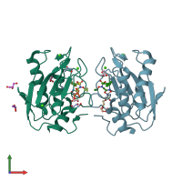 PDB entry 4h3x coloured by chain, front view.