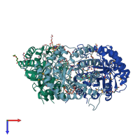 PDB entry 4h41 coloured by chain, top view.