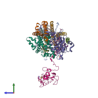 PDB entry 4h44 coloured by chain, side view.