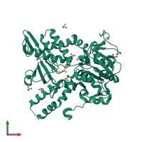 PDB entry 4h4b coloured by chain, front view.