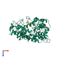 PDB entry 4h4b coloured by chain, top view.