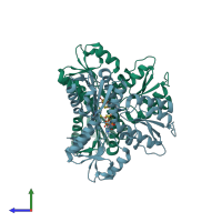 PDB entry 4h4d coloured by chain, side view.