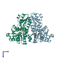 PDB entry 4h4e coloured by chain, top view.