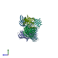 PDB entry 4h4g coloured by chain, side view.